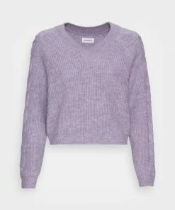 Even&Odd V-NECK CABLE DETAIL - Jumper - Pink/lilac -Even&Odd Sales Store 01e5fda877f044499458c803d66ec02e