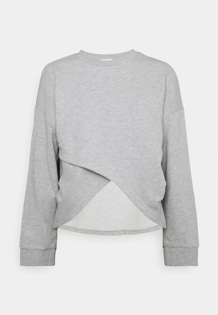 Even&Odd WRAP FRONT - Sweatshirt - Mottled Light Grey 6 Even&Odd WRAP FRONT - Sweatshirt - Mottled Light Grey - Image 4