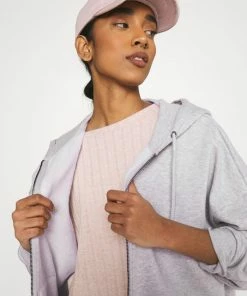 Even&Odd Zip-up Sweatshirt - Mottled Light Grey -Even&Odd Sales Store 03840dfcd220474788acb601df4b4415