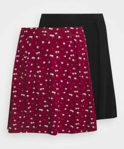 Even&Odd 2 PACK - A-line Skirt - Black/bordeaux -Even&Odd Sales Store 0777bb48f3284c8381999bd04153fcab
