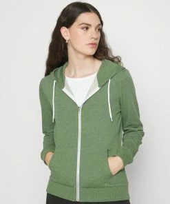 Even&Odd Zip-up Sweatshirt - Mottled Dark Green