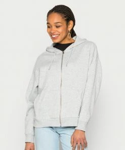 Even&Odd Zip-up Sweatshirt - Mottled Light Grey
