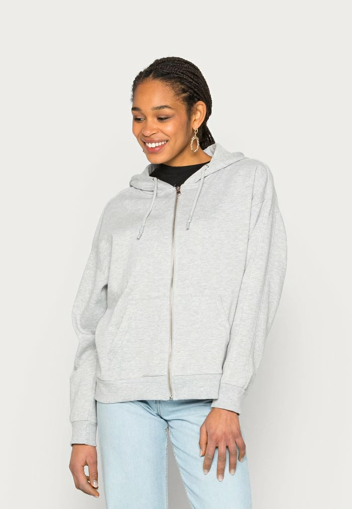Even&Odd Zip-up Sweatshirt - Mottled Light Grey 3 Even&Odd Zip-up Sweatshirt - Mottled Light Grey