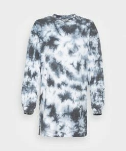 Even&Odd CREW NECK TYE DIE DRESS - Day Dress - Black/white -Even&Odd Sales Store 1561ed7e8fa141bab090777eebe324f4