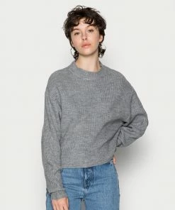 Even&Odd BAT SHAPE MOCK NECK SHORTER - Jumper - Mottled Grey
