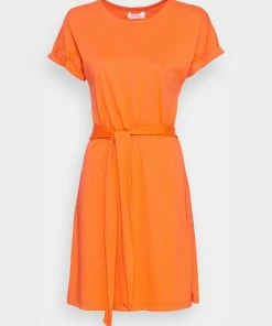 Even&Odd BASIC Short Sleeves Mini Belted Dress - Jersey Dress - Orange -Even&Odd Sales Store 1c10831db8cb49abb7d52cbe989113d5