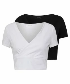 Even&Odd 2 PACK - Print T-shirt - Black/white