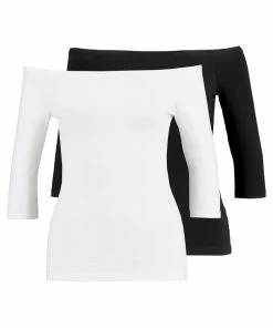 Even&Odd 2 PACK - Long Sleeved Top - White/black -Even&Odd Sales Store 1dffc97e08c0423ebb1c5d67231c556c