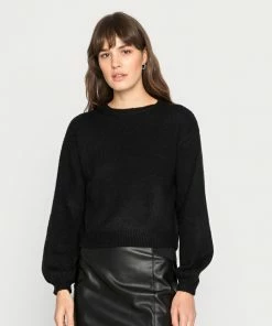 Even&Odd BALLOON SLEEVE JUMPER - Jumper - Black