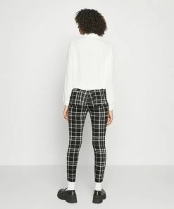 Even&Odd CHECKED TREGGING BUTTON - Trousers - Black/white -Even&Odd Sales Store 2554b256ba5d4eb38aeb330261679877