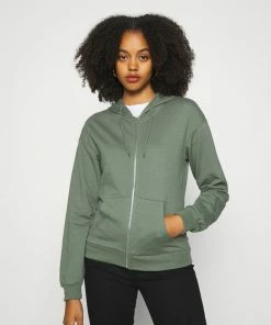 Even&Odd BASIC HOODIE JACKET WITH POCKETS - Hoodie - Green