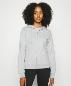 Even&Odd BASIC HOODIE JACKET WITH POCKETS - Hoodie - Mottled Light Grey