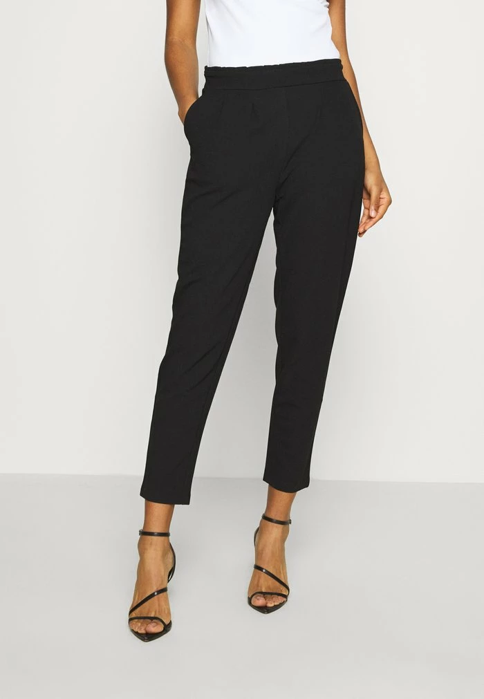 Even&Odd Paperbag Waist Tapered Trousers - Trousers - Black 3 Even&Odd Paperbag Waist Tapered Trousers - Trousers - Black