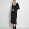 Even&Odd KNIT MAXI V NECK DRESS WITH SLIT - Jumper Dress - Black -Even&Odd Sales Store 2ef335d6fd694028afd440161770f2e0