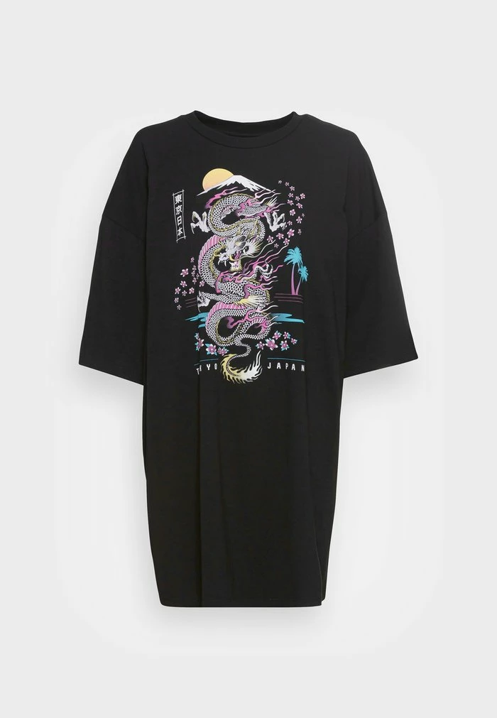 Even&Odd Jersey Dress - Black/multi Coloured 6 Even&Odd Jersey Dress - Black/multi Coloured - Image 4