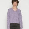 Even&Odd V-NECK CABLE DETAIL - Jumper - Pink/lilac -Even&Odd Sales Store 389028b3f69247c1bb7ac3f6dea630d3