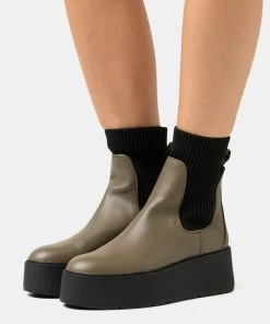 Even&Odd Platform Ankle Boots - Khaki
