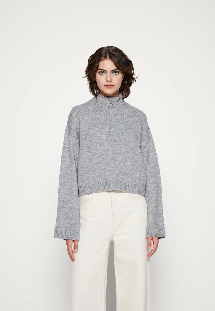 Even&Odd ZIP UP JUMPER - Jumper - Mottled Grey 3 Even&Odd ZIP UP JUMPER - Jumper - Mottled Grey