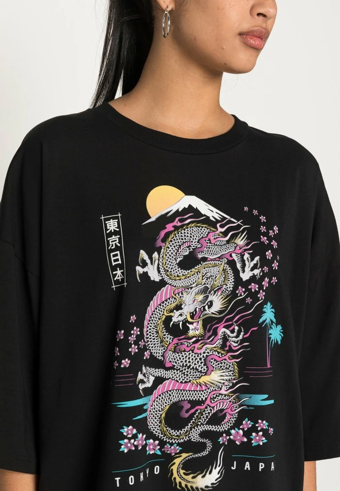 Even&Odd Jersey Dress - Black/multi Coloured 7 Even&Odd Jersey Dress - Black/multi Coloured - Image 5