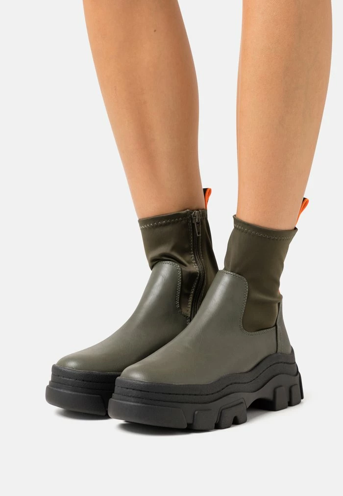 Even&Odd Platform Ankle Boots - Khaki 3 Even&Odd Platform Ankle Boots - Khaki