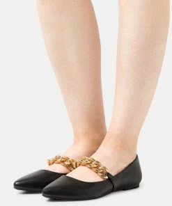 Even&Odd Ankle Strap Ballet Pumps - Black