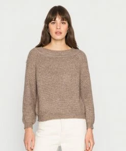 Even&Odd OFF SHOULDER JUMPER - Jumper - Mottled Beige