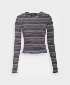 Even&Odd CROPPED CREWNECK LONG SLEEVE - Long Sleeved Top - Blue -Even&Odd Sales Store 47e32bcb682c482290484d793e970d7a