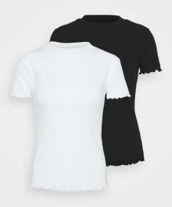 Even&Odd 2 PACK - Basic T-shirt - Black/white -Even&Odd Sales Store 4a8af5fb83a946de90d2da0925684192