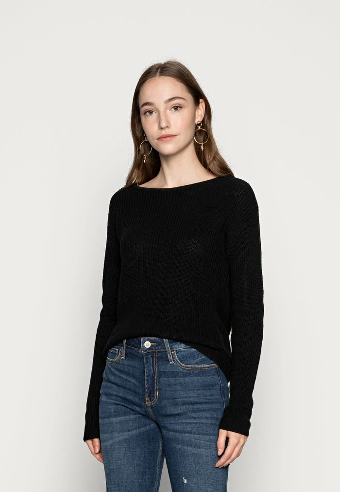 Even&Odd BASIC- BACK DETAIL JUMPER - Jumper - Black 3 Even&Odd BASIC- BACK DETAIL JUMPER - Jumper - Black