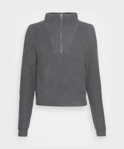 Even&Odd HALF ZIP JUMPER - Jumper - Mottled Dark Grey -Even&Odd Sales Store 53052c78670245e8bf8c8691daec3be5