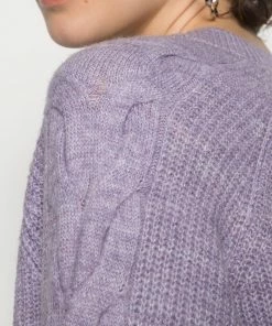 Even&Odd V-NECK CABLE DETAIL - Jumper - Pink/lilac -Even&Odd Sales Store 5412b12a667a4e22bd6ad855dc866537