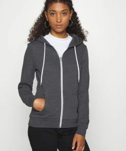 Even&Odd Zip-up Sweatshirt - Mottled Dark Grey
