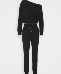 Even&Odd Off Shoulder&Jogger Set - Sweatshirt - Black