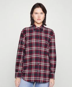 Even&Odd Button-down Blouse - Blue/red
