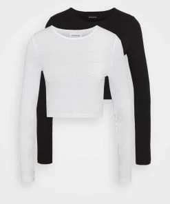Even&Odd 2 PACK - Long Sleeved Top - White/black -Even&Odd Sales Store 5fec535905e04307a396facd9df923d0