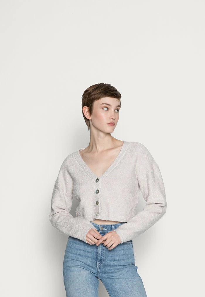 Even&Odd CROPPED STRUCTURED CARDIGAN - Cardigan - Beige 3 Even&Odd CROPPED STRUCTURED CARDIGAN - Cardigan - Beige