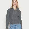 Even&Odd HALF ZIP JUMPER - Jumper - Mottled Dark Grey -Even&Odd Sales Store 61aaa731784a4a3f88ef241443588e6d