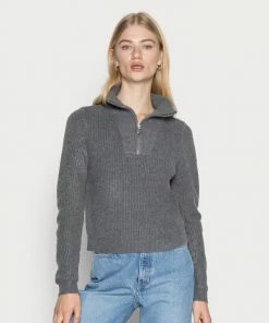 Even&Odd HALF ZIP JUMPER - Jumper - Mottled Dark Grey