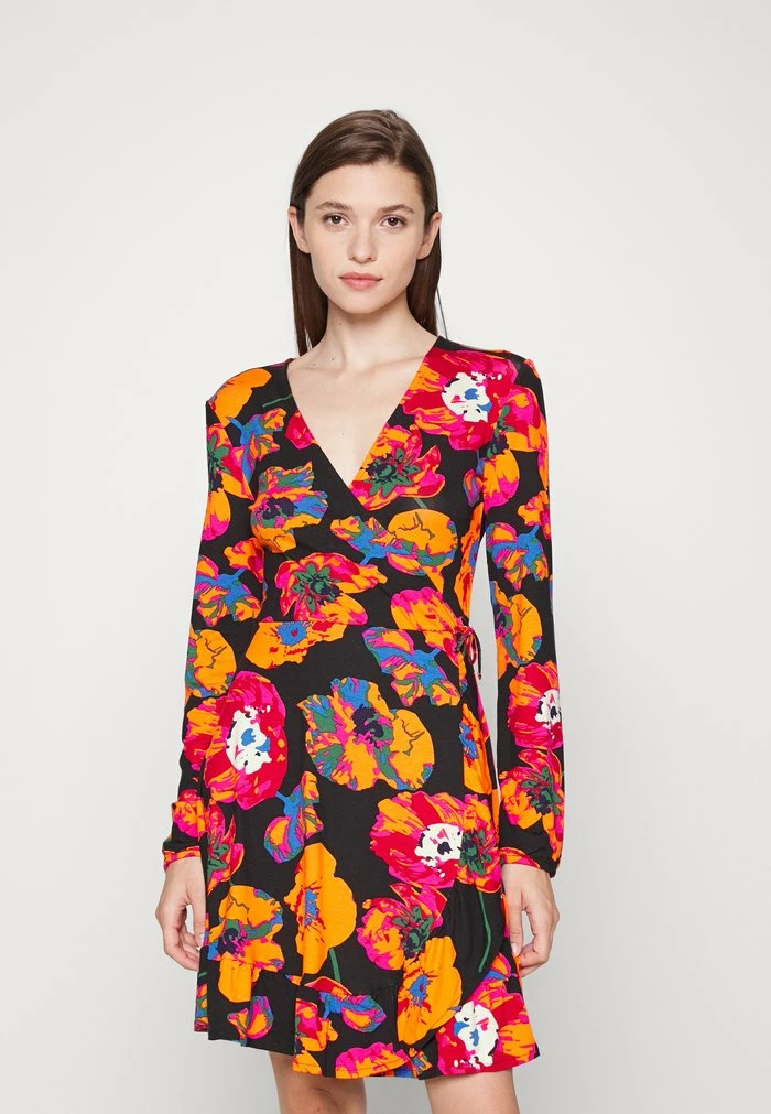 Even&Odd Jersey Dress - Black/red/orange 3 Even&Odd Jersey Dress - Black/red/orange