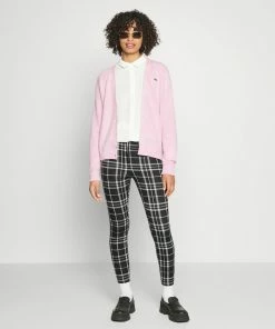 Even&Odd CHECKED TREGGING BUTTON - Trousers - Black/white -Even&Odd Sales Store 64aed6972d694f34ab3a297a66c1538b