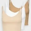 Even&Odd STRAPPY LETTUCE CROP 3 PACK - Top - White/beige/brown -Even&Odd Sales Store 65308b5b866840af9ed3b29e8eb8cbde