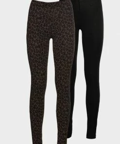 Even&Odd 2 PACK - Leggings Animal Print - Pants - Leggings - Trousers - Black/brown -Even&Odd Sales Store 6821b87593f54c6ab2b5b46738fabf7f