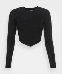 Even&Odd CROPPED LONG SLEEVE WITH POINTY HEM - Long Sleeved Top - Black 10 Even&Odd CROPPED LONG SLEEVE WITH POINTY HEM - Long Sleeved Top - Black -Even&Odd Sales Store 6de5abf0fa034413a6cea47e947470d6