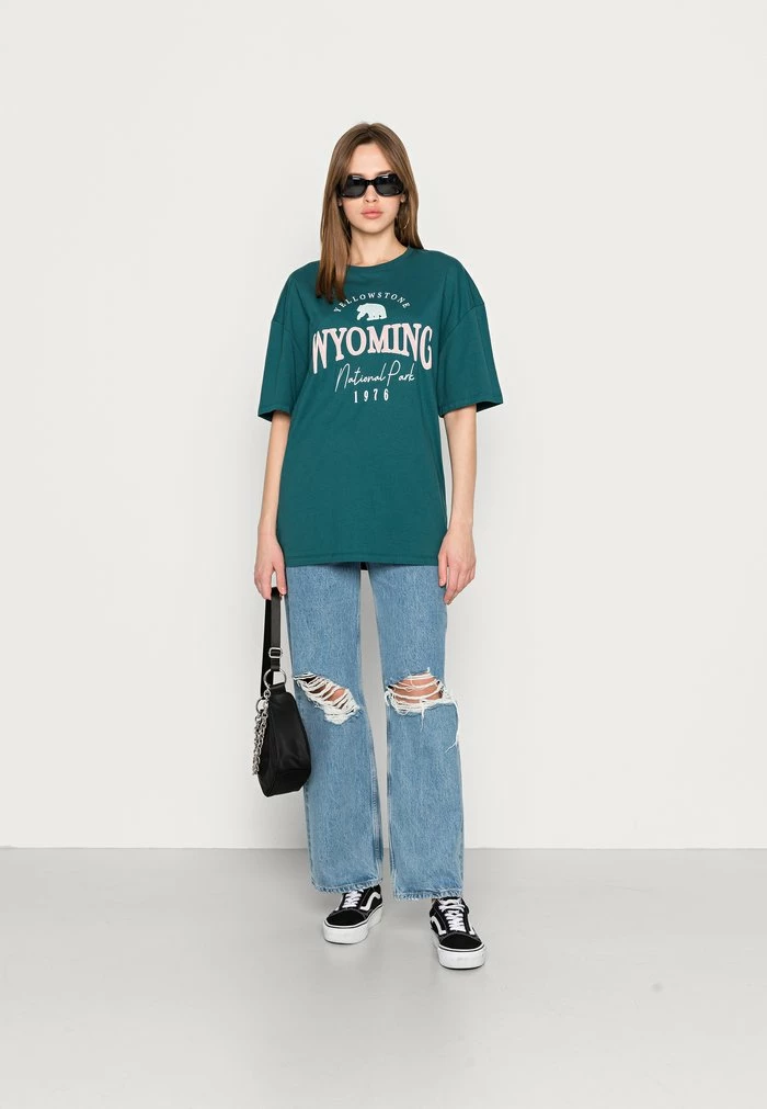 Even&Odd Print T-shirt - Dark Green 4 Even&Odd Print T-shirt - Dark Green - Image 2