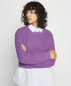 Even&Odd HIGH CROPPED SIDE SLIT - Jumper - Lilac