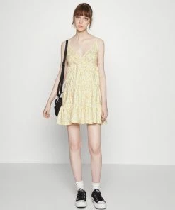 Even&Odd Jersey Dress - Yellow/white -Even&Odd Sales Store 7759fd30932b4e82a234501e1d30dda3