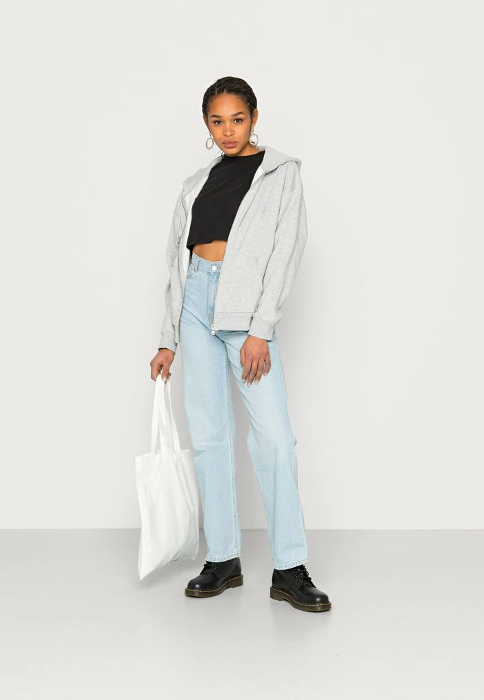 Even&Odd Zip-up Sweatshirt - Mottled Light Grey 4 Even&Odd Zip-up Sweatshirt - Mottled Light Grey - Image 2