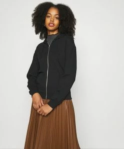 Even&Odd BASIC HOODIE JACKET WITH POCKETS - Hoodie - Black