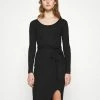 Even&Odd KNIT BELTED MIDI DRESS WITH SLIT - Shift Dress - Black -Even&Odd Sales Store 8139ba15dfe7485ba4fb68d26b48bda2