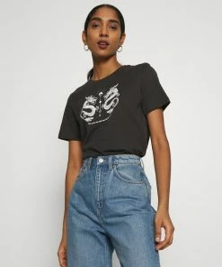 Even&Odd HATTIE MIRRORED DRAGONS TEE - Print T-shirt - 801 - Anthracite